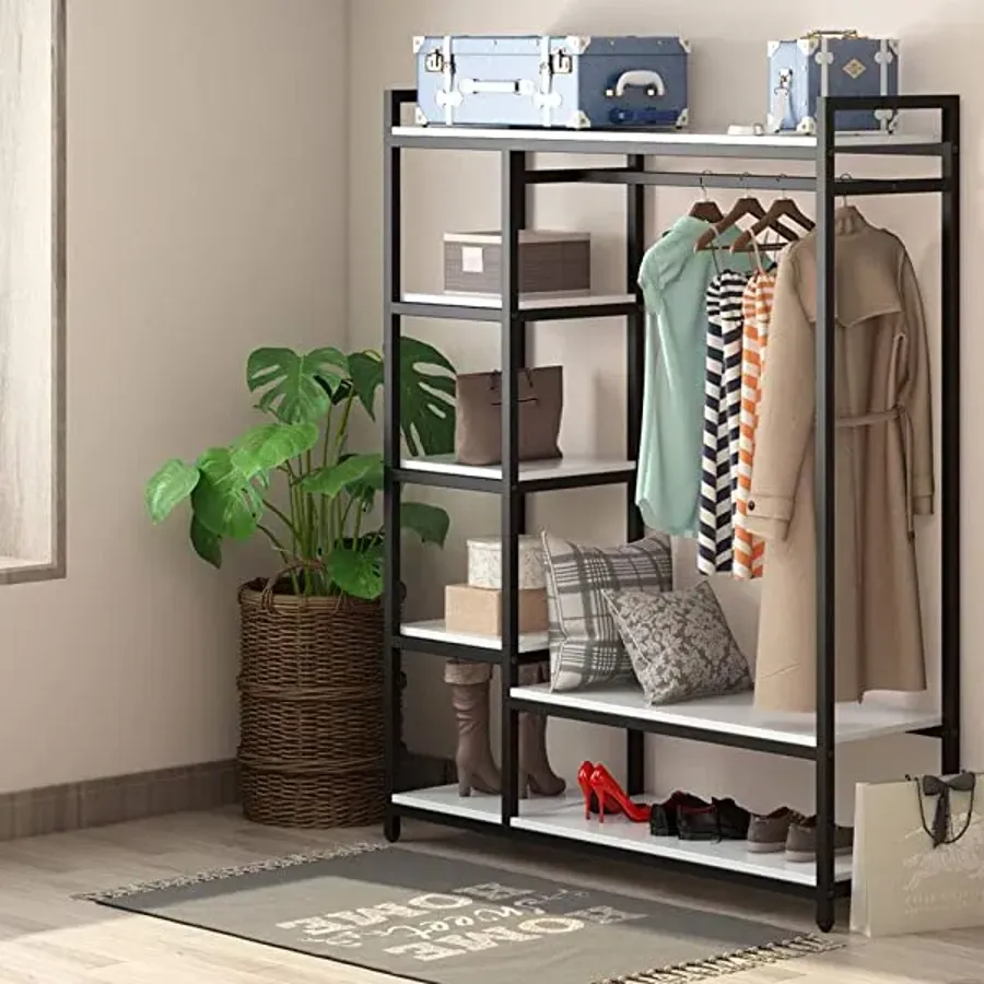 Free-Standing Closet Organizer - Heavy Duty Clothes Closet - Black