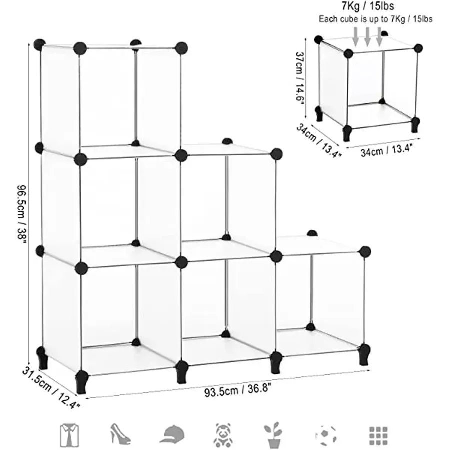 6-Cube Closet Organizers and Storage - Black