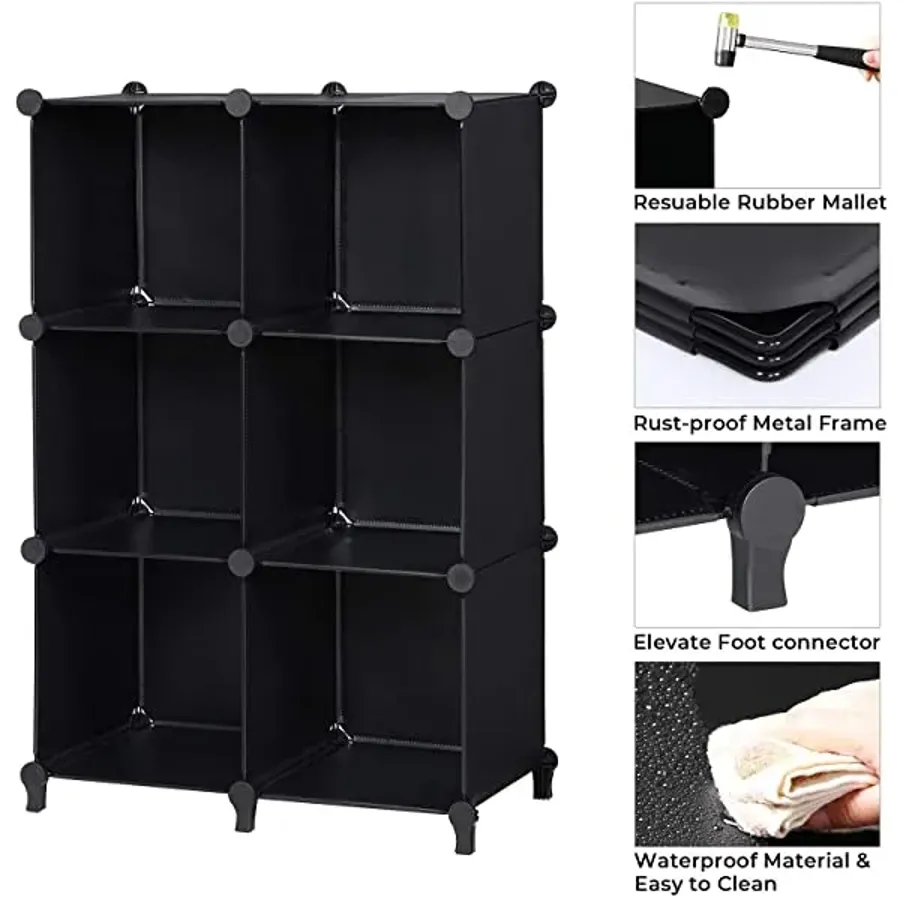 6-Cube Closet Organizers and Storage - Black