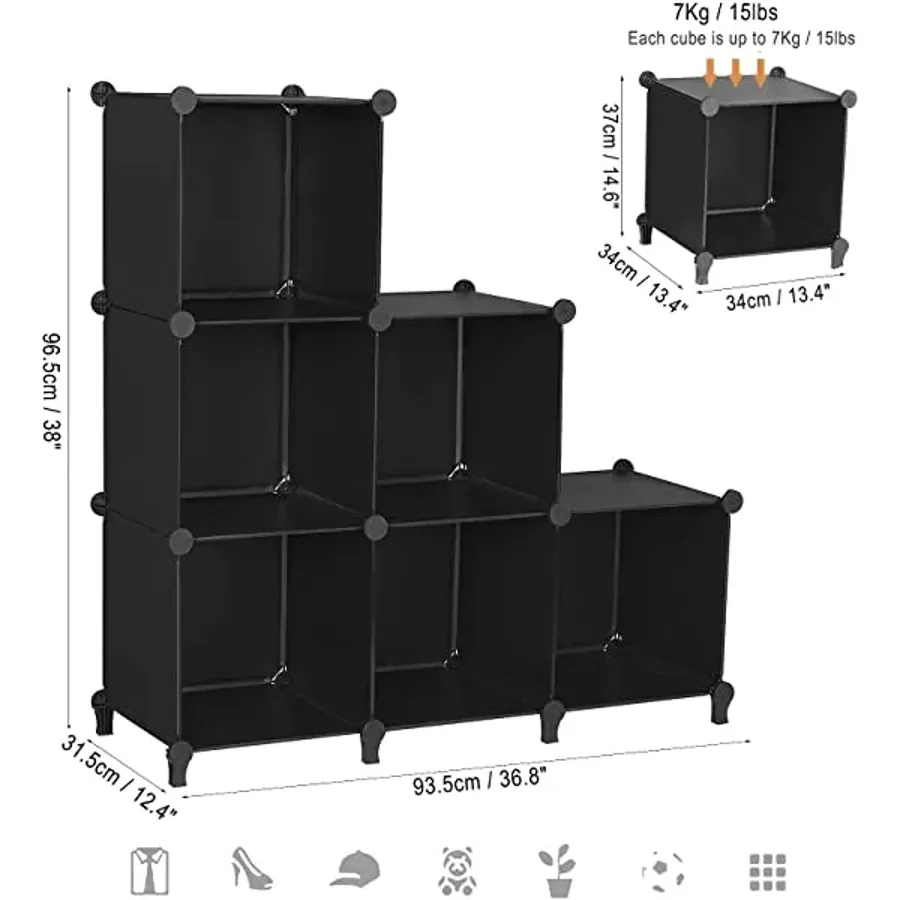 6-Cube Closet Organizers and Storage - Black