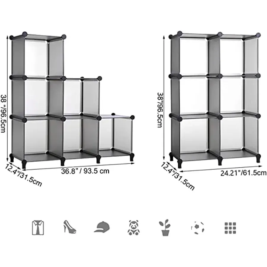 6-Cube Closet Organizers and Storage - Black