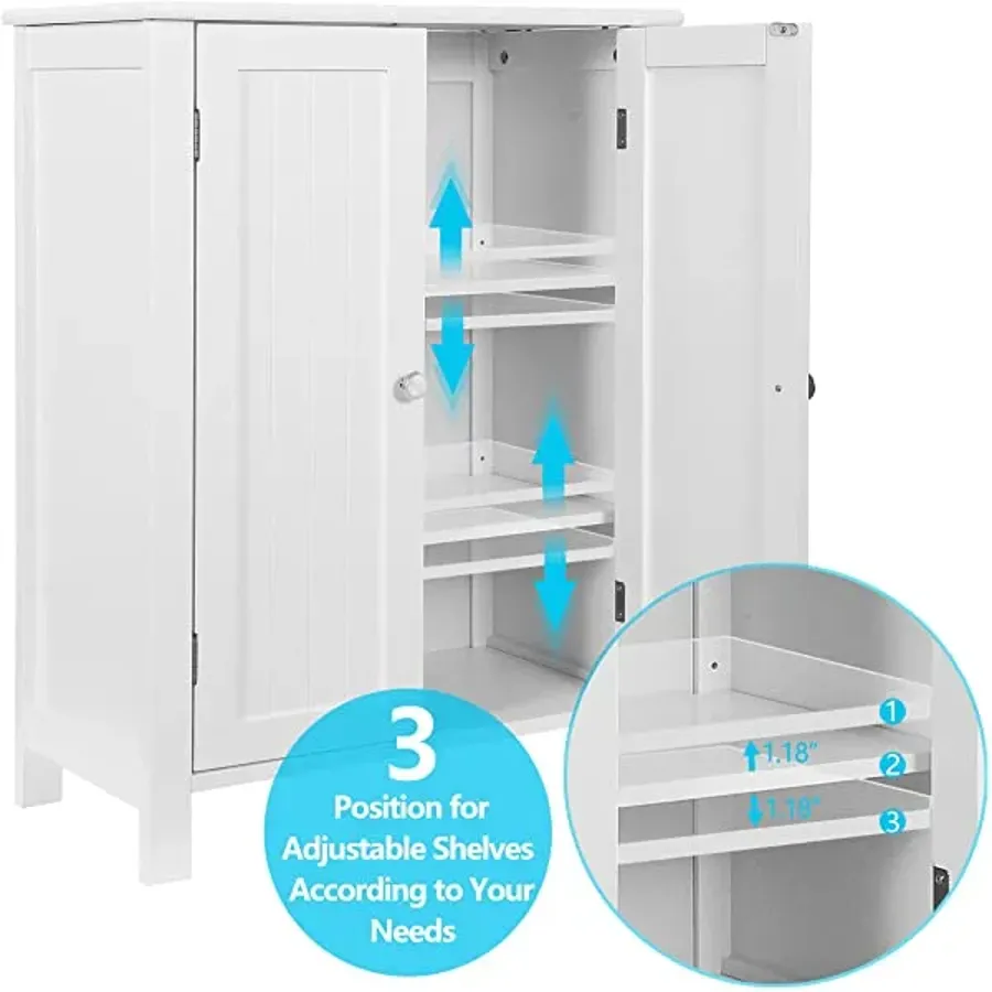 Modern Bathroom Floor Storage Cabinet with Adjustable Shelf