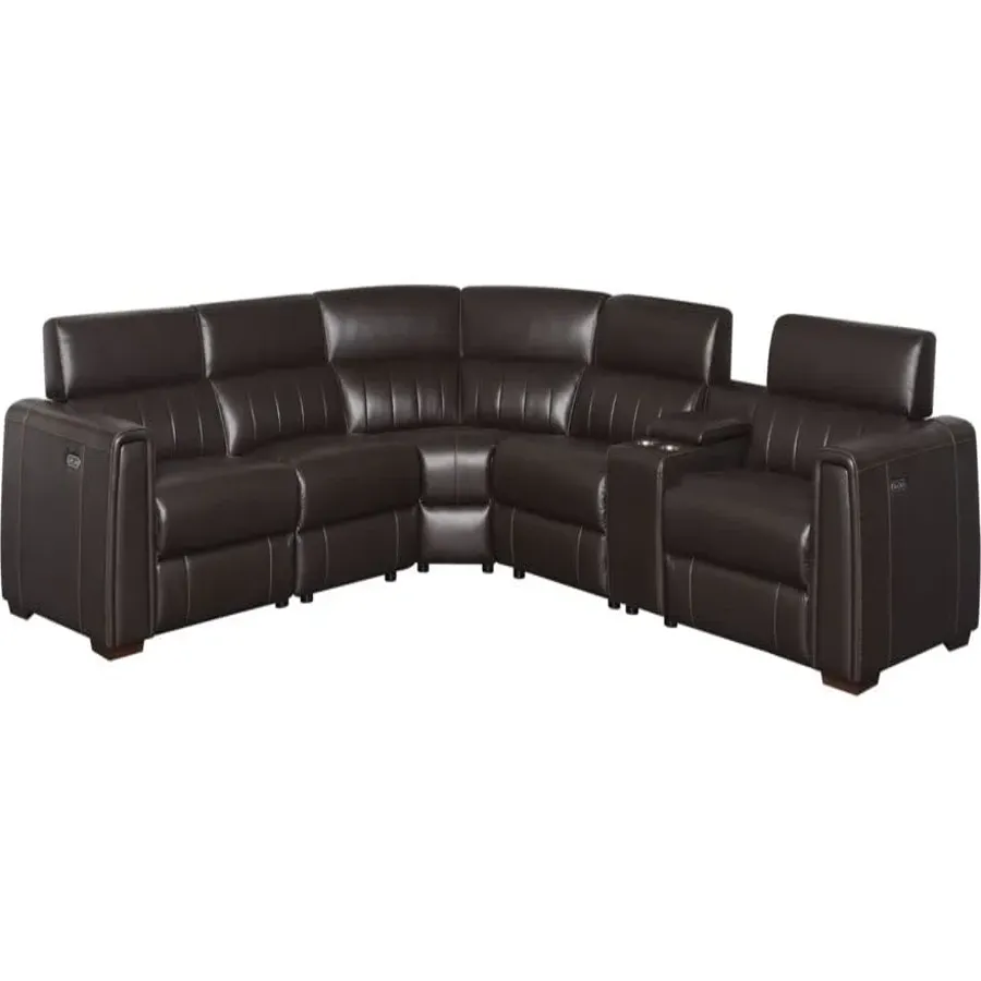 4-Seat Power Reclining Leather Sectional Sofa With Outlets And Usb Ports