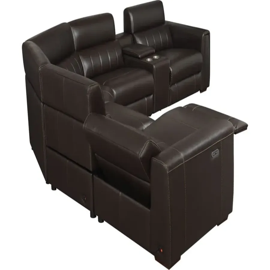 4-Seat Power Reclining Leather Sectional Sofa With Outlets And Usb Ports