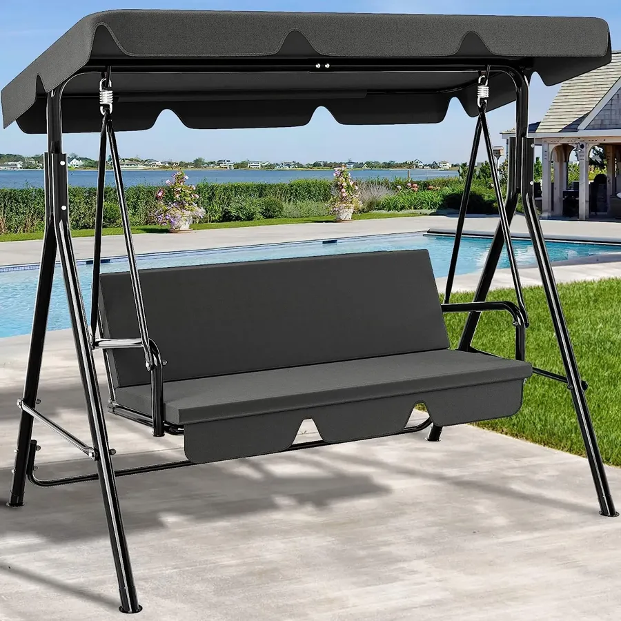 3-Seat Porch Swing | Outdoor Heavy Duty Patio Swing Chair