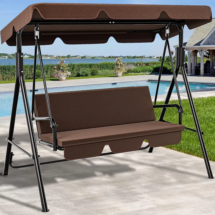 3-Seat Porch Swing | Outdoor Heavy Duty Patio Swing Chair