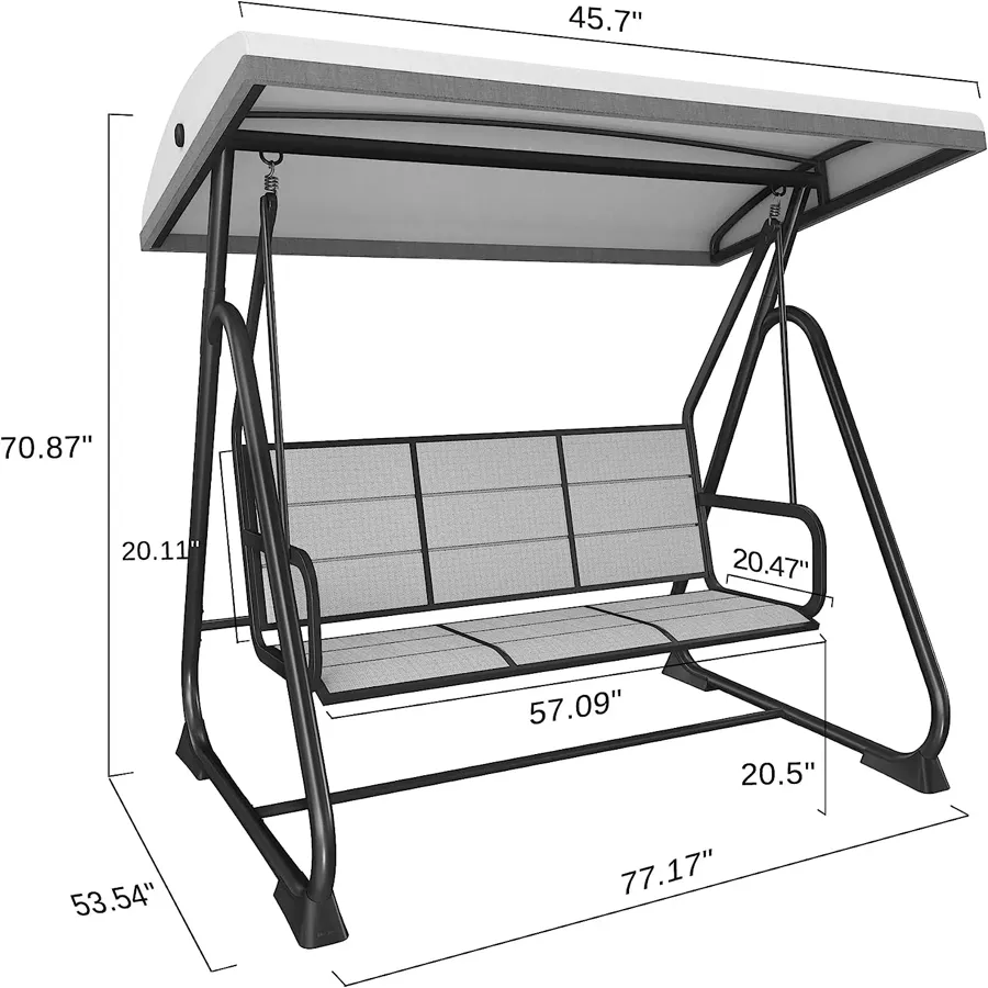 2-Person Outdoor Patio Swing Chair with Adjustable Canopy