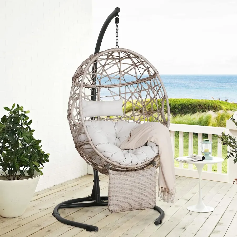 Outdoor Indoor Patio Wicker Hanging Basket Swing Chair