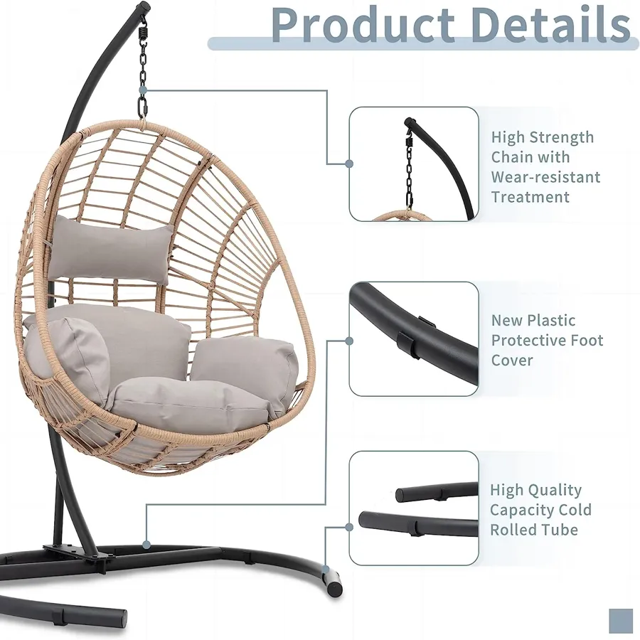 Hanging Egg Chair with Cushion and Pillow