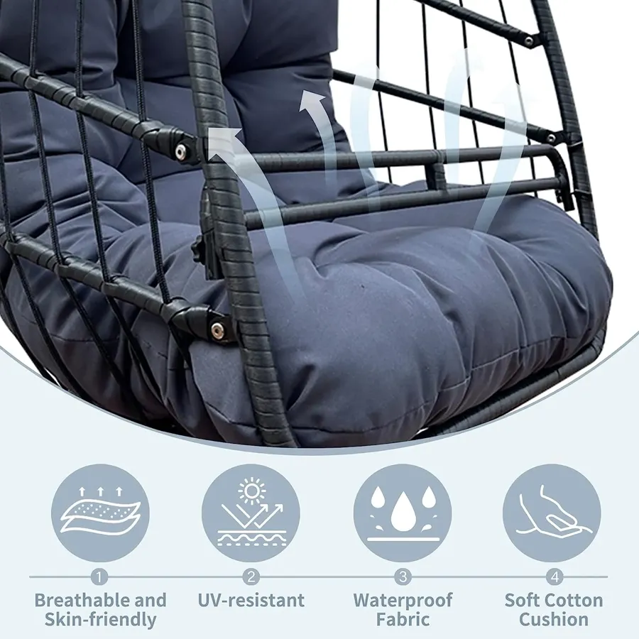 Hanging Egg Chair with Cushion and Pillow