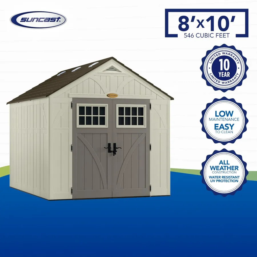 Outdoor Vanilla 8 ft. W x 10 ft. D Plastic Storage Shed