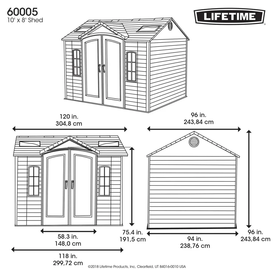 Side 10 ft. W x 8 ft. D Plastic Storage Shed