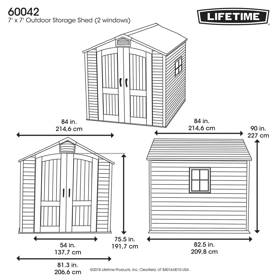 7 ft. W x 7 ft. D Plastic Storage Shed