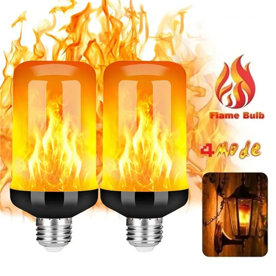 LED Flame Effect Light Bulb 4 Modes Flickering Emulation