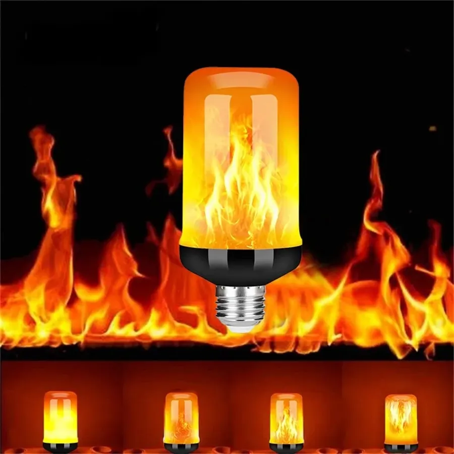 LED Flame Effect Light Bulb 4 Modes Flickering Emulation