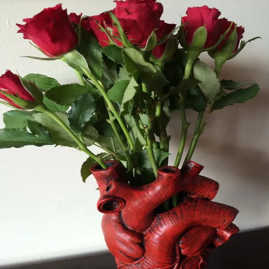 Realistic anatomical heart-shaped vase