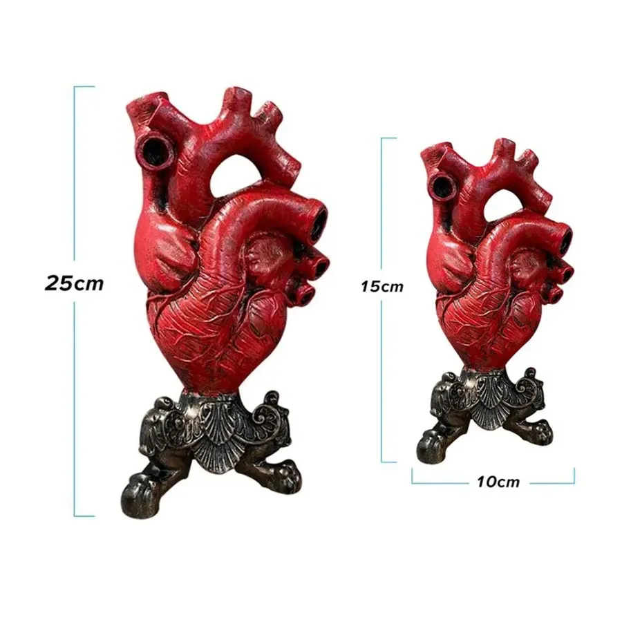 Realistic anatomical heart-shaped vase